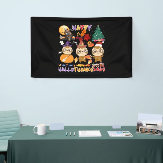 スロスハッピーハロサンクスマスハローウィーンサンクセグ 横断幕 (トレードショー)