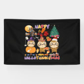 スロスハッピーハロサンクスマスハローウィーンサンクセグ 横断幕 (横)