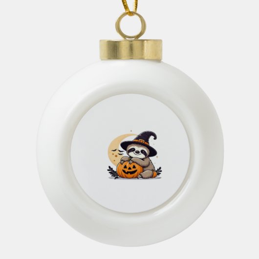 スロスハロウィーンモチーフクラシックかわいいTシャツ セラミックボールオーナメント (正面)