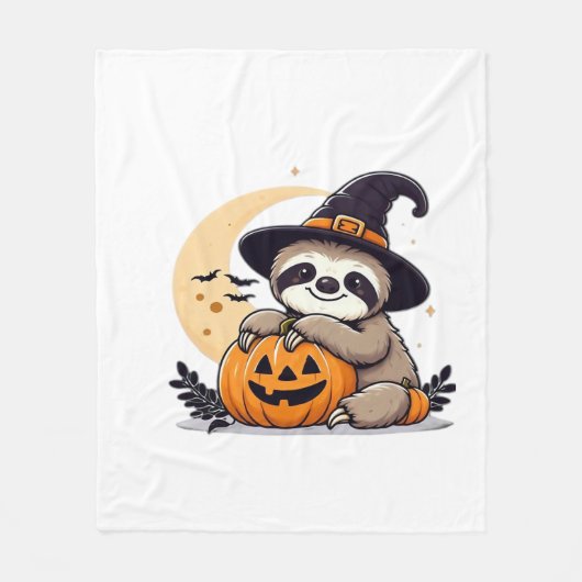 スロスハロウィーンモチーフクラシックかわいいTシャツ フリースブランケット (正面)