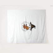 スロスハロウィーン幽霊ウィッチハット動物愛好家ボーイズ タペストリー (正面(横))