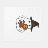 スロスハロウィーン幽霊ウィッチハット動物愛好家ボーイズ フリースブランケット (正面(横))