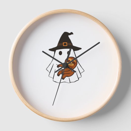 スロスハロウィーン幽霊ウィッチハット動物愛好家ボーイズ 壁時計 (正面)