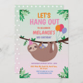 スロスパーティー誕生日レッツつるピンク 招待状 (正面/裏面)