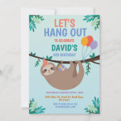 スロスパーティー誕生日レッツアつるウトブルー 招待状 (正面)