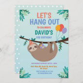 スロスパーティー誕生日レッツアつるウトブルー 招待状 (正面/裏面)