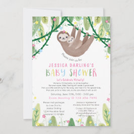 スロスベビーガールバーチャルシャワージャングルテーマ 招待状
