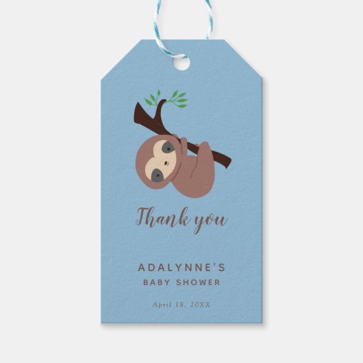 スロスベビーシャワーありがとうスクリプト可愛いシンプルGif ギフトタグ (正面)