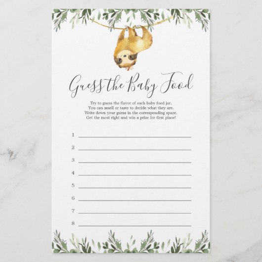 スロスベビーシャワーベビー食べ物ゲームを推測 (正面)