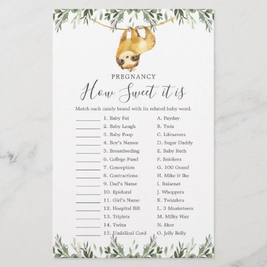 スロスベビーシャワー妊娠どのように甘いゲーム (正面)