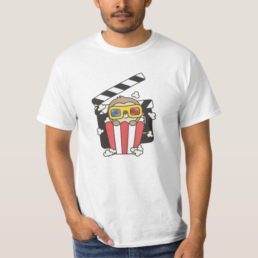 スロスポップコーンおもしろいタイム食べアニマルズ映画 Tシャツ (正面)