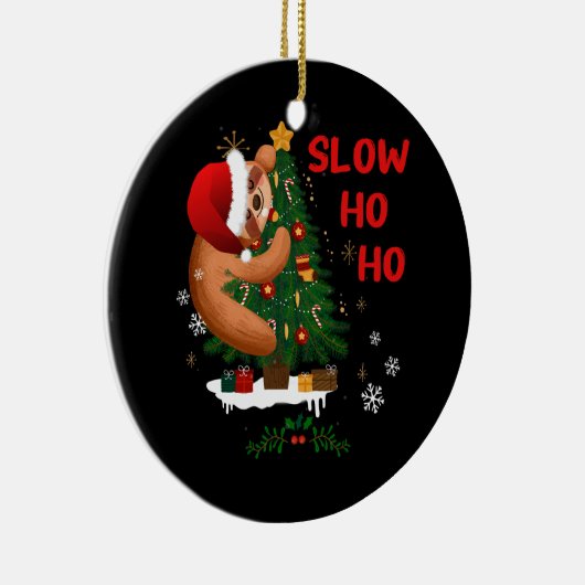 スロスマメリースクリスマスロッスサンタハットスリープ セラミックオーナメント (右)