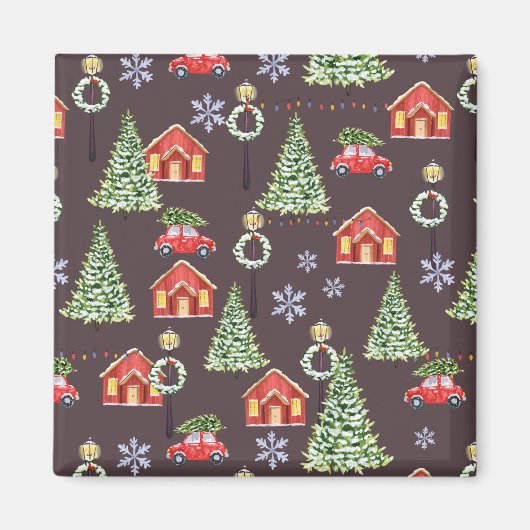 スロスマメリースロッスキュートクリスマスクリスマス マグネット (正面)