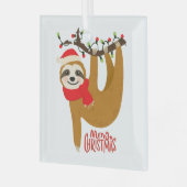 スロスメリークリスマスキュートフェスティバルホリデーアニマル ガラスオーナメント (正面左)