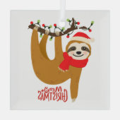 スロスメリークリスマスキュートフェスティバルホリデーアニマル ガラスオーナメント (裏面)