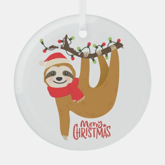 スロスメリークリスマスキュートフェスティバルホリデーアニマル ガラスオーナメント (正面)