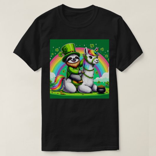 スロスライディングラマユニコーンSt patricks day Tシャツ (デザイン正面)