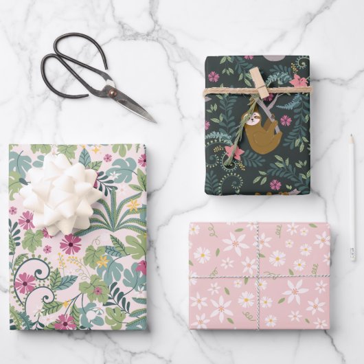 スロスラブジャングルの花 ラッピングペーパーシート (正面)