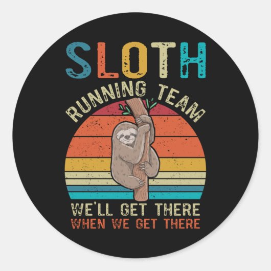 スロスランニングヴィンテージチームレトロサンセット ラウンドシール (正面)