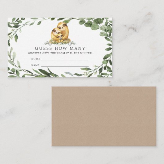 スロス家族の赤ちゃんシャワー推測カードの数 エンクロージャーカード (正面/裏面)