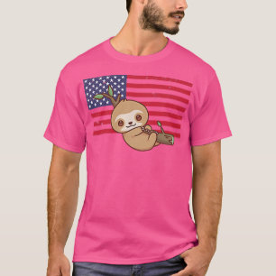 スロス愛国7月4日アメリカ国旗川 Tシャツ