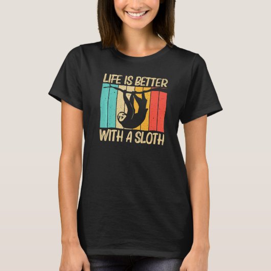 スロス男性へ女性怠け者スロス動物 Tシャツ (正面)