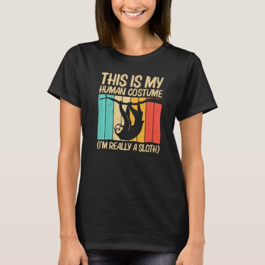 スロス男性へ女性怠け者スロス動物 Tシャツ (正面)