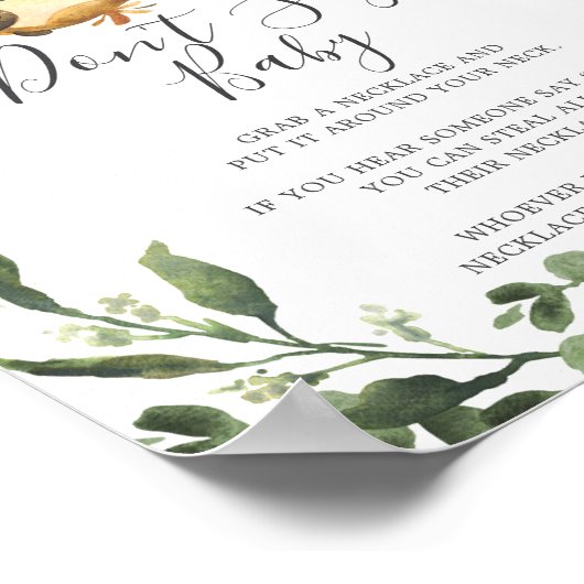 スロス赤ちゃんシャワーベビー標識を言わない ポスター (角)