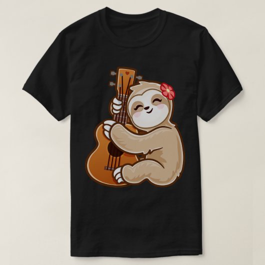 スロス遊のアコースティックUkuleleギター可愛らしいカット Tシャツ (デザイン正面)