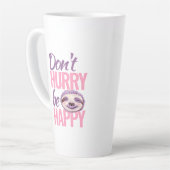 スロス顔は急がないハッピーピンクパープルアート カフェラテマグ (左アングル)