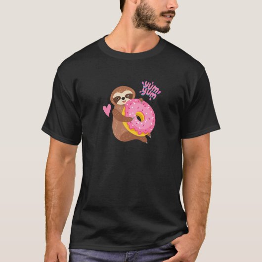 スロス食べのドーナツピンクかわいい動物for Women and Tシャツ (正面)