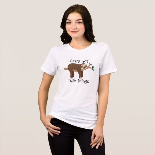 スロッおもしろいシュのジョーク急がないようにしよう男性と女性 トライブレンドＴシャツ (正面全面)