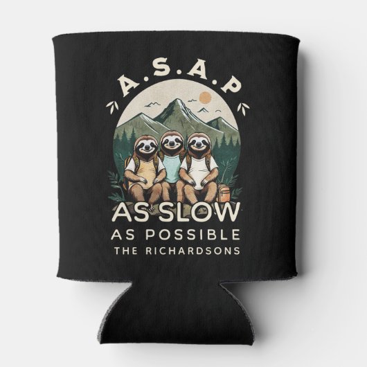 スロッおもしろいシュハイキングファミリー懇親会ブラックキャンピング 缶クーラー (裏面)