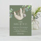 スロッおもしろいスキュートフォレストグリーン子供の誕生日パーティー 招待状 (スタンド正面)