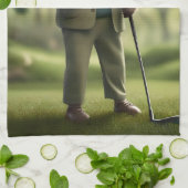 スロッおもしろいスゴルフプレーヤー キッチンタオル (折り畳み)