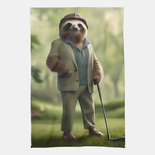 スロッおもしろいスゴルフプレーヤー キッチンタオル (縦)