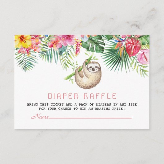 スロッおもしろいト熱帯花フレームおむつラッフル エンクロージャーカード (正面)