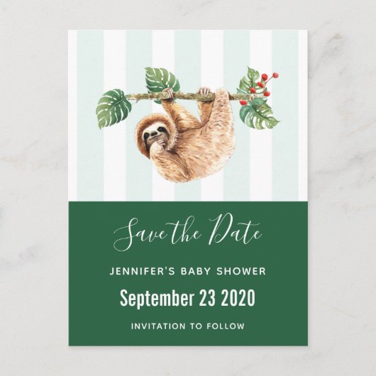 スロッぶら下がったスの逆さ水色日付を保存 インビテーションポストカード (正面)