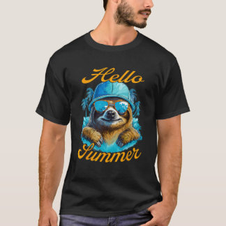スロックールハローサマーバケーションビーチサマー Tシャツ