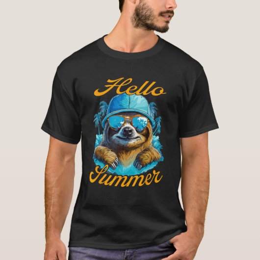スロックールハローサマーバケーションビーチサマー Tシャツ (正面)