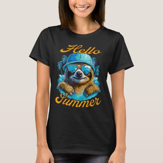 スロックールハローサマーバケーションビーチサマー Tシャツ (正面)
