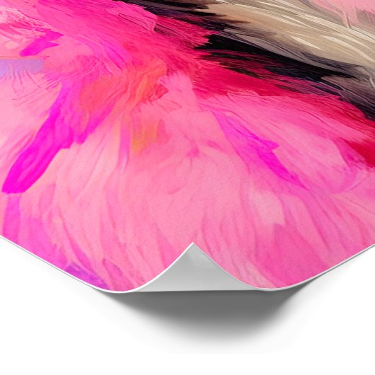 スロッスインピンクファーアニマルファッションアートプリント ポスター (角)