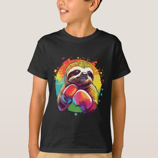 スロッスインボクシング手袋虹の背景 Tシャツ (正面)