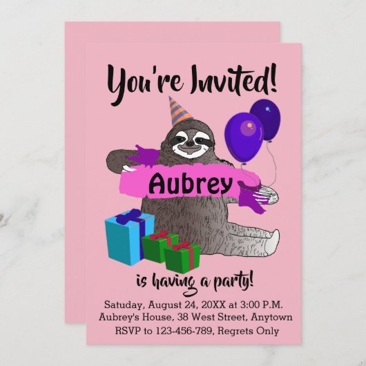 スロッスガールズバースデーパーティー招待状 招待状 (正面/裏面)