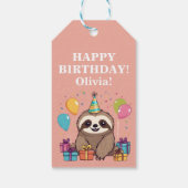 スロッスガールハッピーバースデーピンクパーソナライズされた ギフトタグ (裏面)