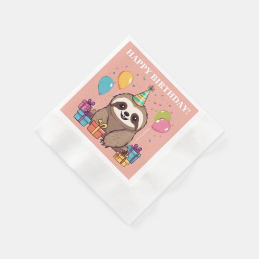 スロッスガールハッピーバースデーピンクパーソナライズされた 縁ありカクテルナプキン (角)