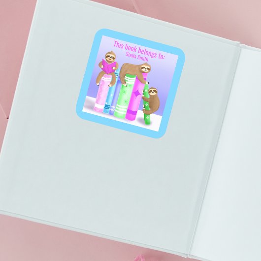 スロッスガール読ズ・ブックス蔵書票 スクエアシール