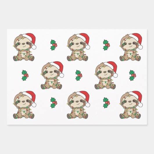 スロッスクリスマスウィンターアニマルズホリデーナススロット ラッピングペーパーシート (正面3)