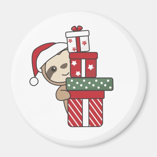 スロッスクリスマスギフト冬のナマケモノ マグネット (正面)