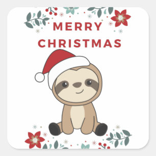スロッスクリスマススノーアニマルズナマズ スクエアシール